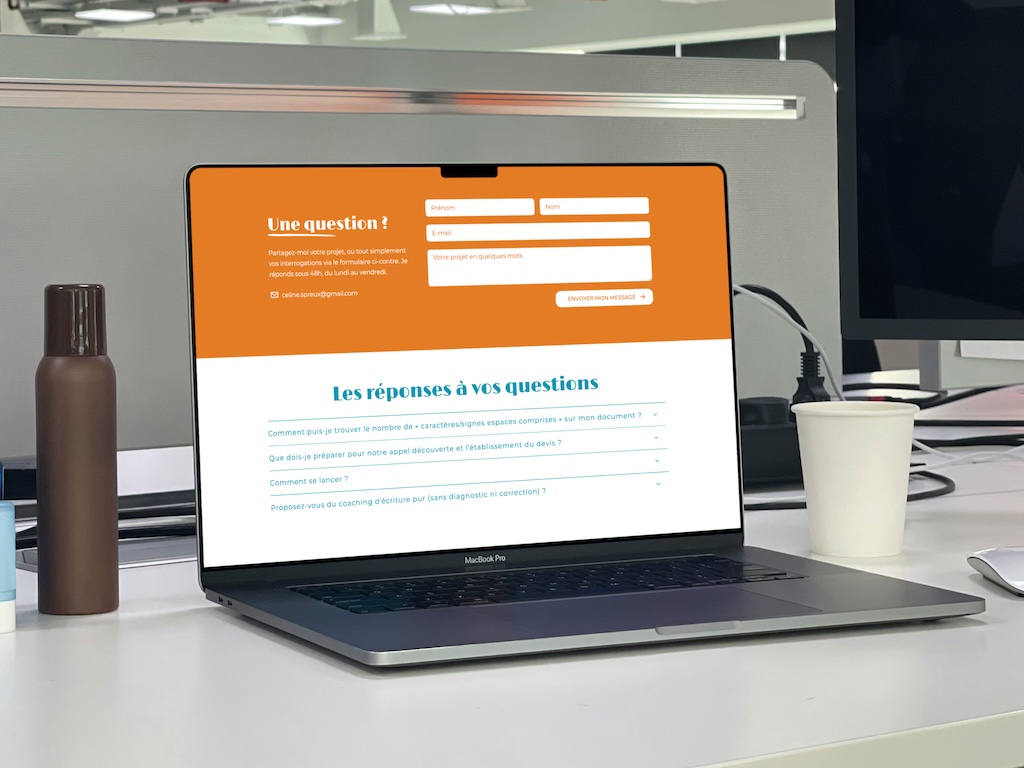 Résultat de la refonte WordPress de Céline Spreux réalisée par Studio Carmine